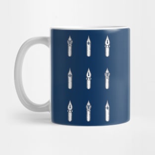 Nine Dip Pen Nibs (Navy and Grey) Mug